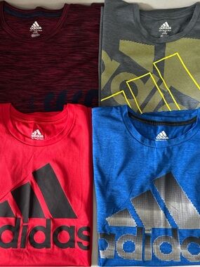 adidas Kids Short Sleeve Tee Set in Red, Blue, Gray, and Maroon